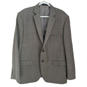 Pronto Vomo Platinum Men’s Blazer 100% Wool Gray Plaid Sport Coat Size 46R